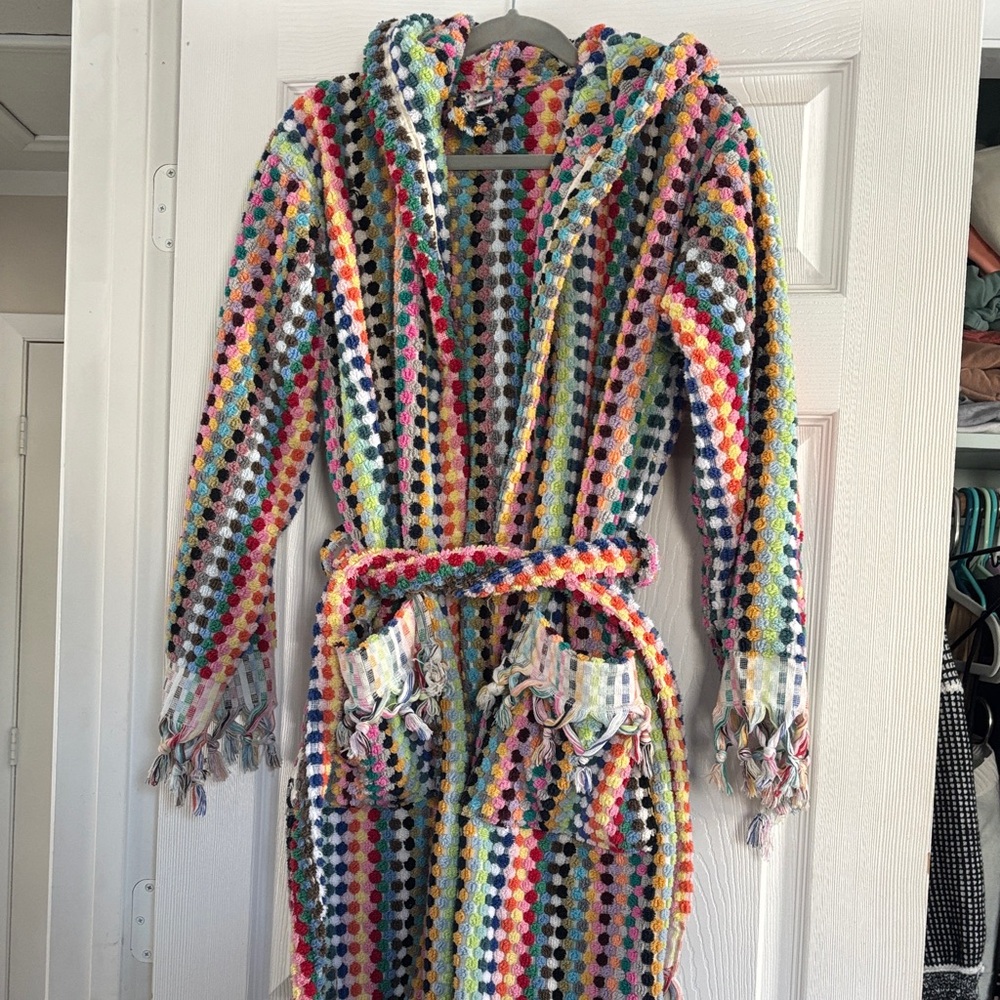 Multicolor Striped Hooded Robe - Picture 9 of 13